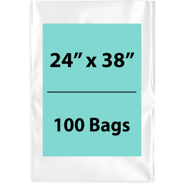 Clear Poly Bags 2 Mil size: 24 inch (width) X 38 inch (Height) Pack of 100 Bags